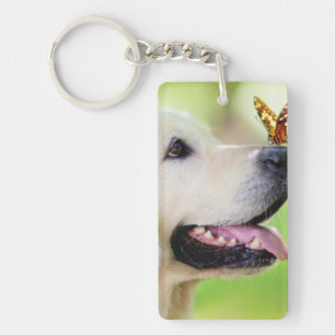Labrador And Butterfly Throw Pillow Keychain