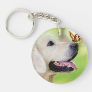 Labrador And Butterfly Throw Pillow Keychain
