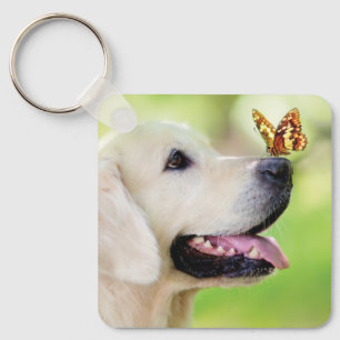 Labrador And Butterfly Throw Pillow Keychain