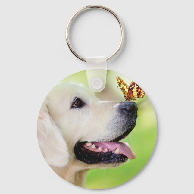 Labrador And Butterfly Throw Pillow Keychain (Front)