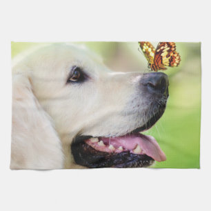 Labrador And Butterfly Throw Pillow Kitchen Towel