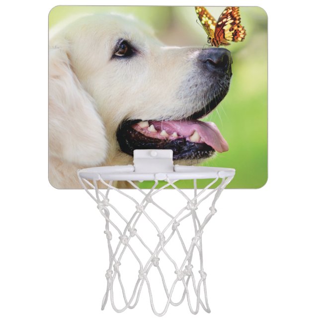 Labrador And Butterfly Throw Pillow Mini Basketball Hoop (Front)