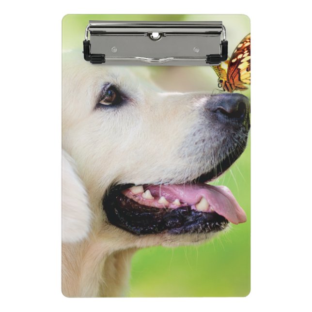 Labrador And Butterfly Throw Pillow Mini Clipboard (Front)