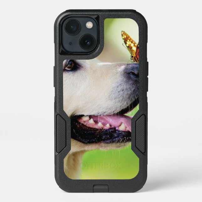 Labrador And Butterfly Throw Pillow Otterbox iPhone Case (Back)