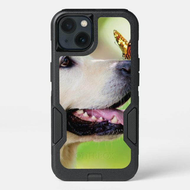 Labrador And Butterfly Throw Pillow Otterbox iPhone Case (Back)