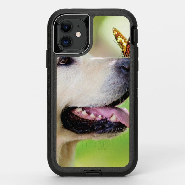 Labrador And Butterfly Throw Pillow Otterbox iPhone Case (Back)
