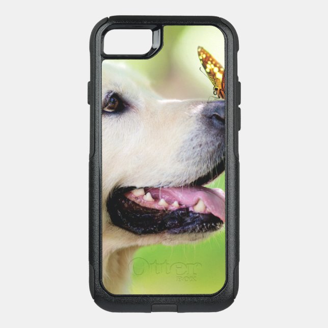 Labrador And Butterfly Throw Pillow Otterbox iPhone Case (Back)