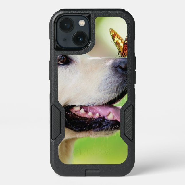 Labrador And Butterfly Throw Pillow Otterbox iPhone Case (Back)