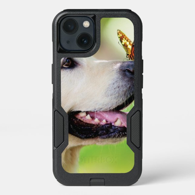 Labrador And Butterfly Throw Pillow Otterbox iPhone Case (Back)