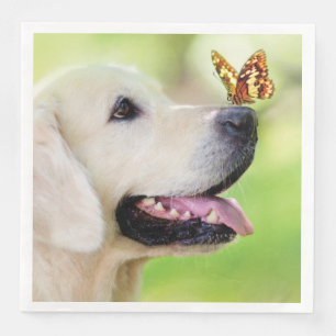 Labrador And Butterfly Throw Pillow Paper Dinner Napkins