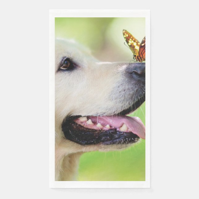 Labrador And Butterfly Throw Pillow Paper Guest Towels (Front)