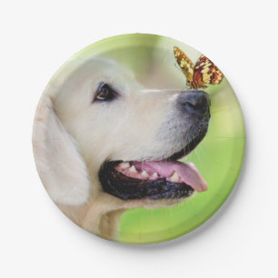 Labrador And Butterfly Throw Pillow Paper Plates