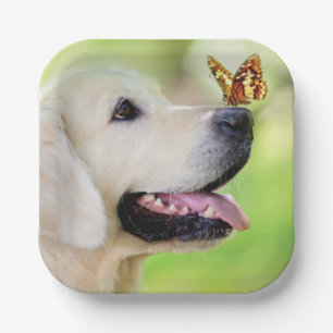Labrador And Butterfly Throw Pillow Paper Plates