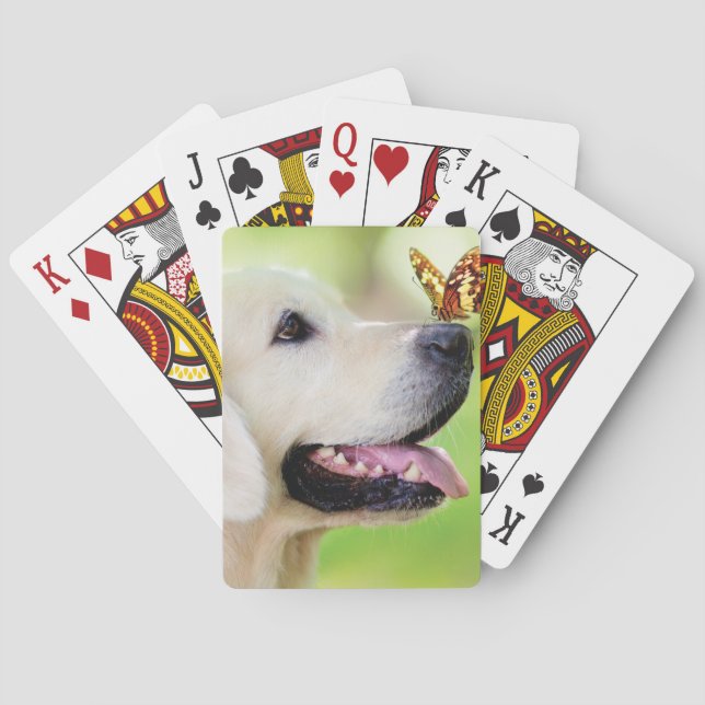 Labrador And Butterfly Throw Pillow Poker Cards (Back)