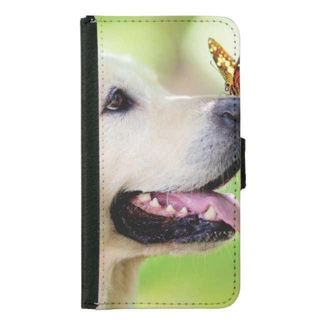 Labrador And Butterfly Throw Pillow Samsung Galaxy Wallet Case (Front)