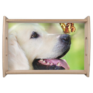 Labrador And Butterfly Throw Pillow Serving Tray