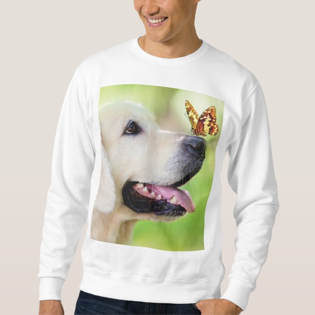 Labrador And Butterfly Throw Pillow Sweatshirt (Front)