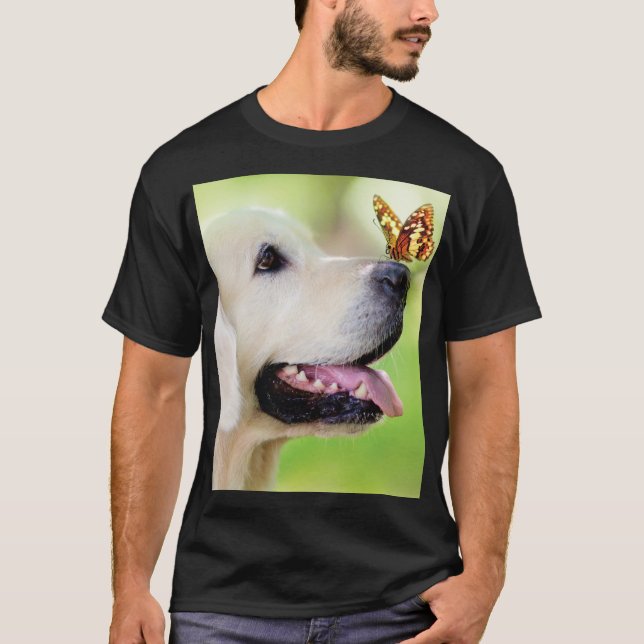 Labrador And Butterfly Throw Pillow T-Shirt (Front)
