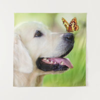 Labrador And Butterfly Throw Pillow