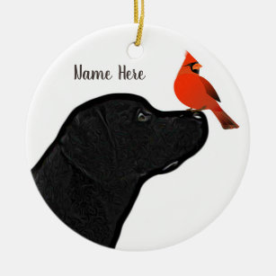 Labrador and Cardinal Christmas Ornament