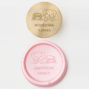 Labrador and Pug Dog Family Name Wax Seal Stamp