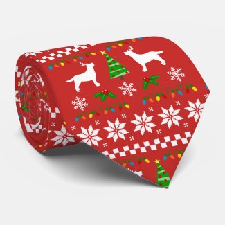 Labrador Antlers Ugly Christmas Pattern Tie