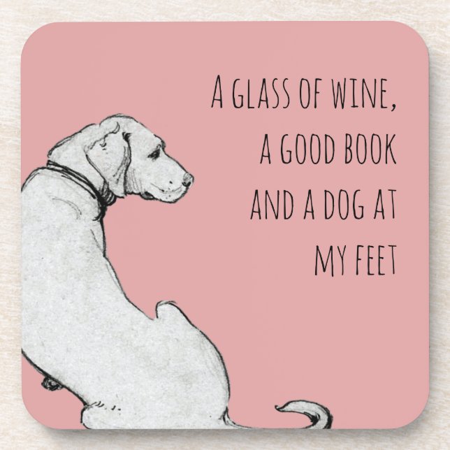 Labrador Art Dog Mom Quote Pink  Beverage Coaster (Front)