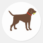 Labrador Ball Fetch, Chocolate Lab Play Classic Round Sticker at Zazzle