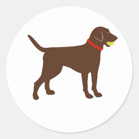 Labrador Ball Fetch, Chocolate Lab Play Classic Round Sticker