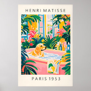 Labrador Bathroom Art Print Matisse Style Tropical