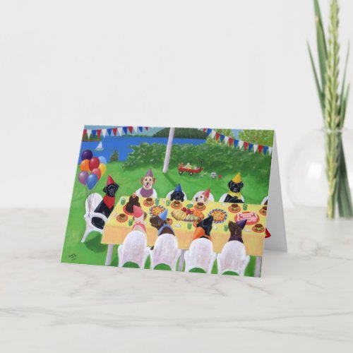 Labrador Birthday Party Painting Card