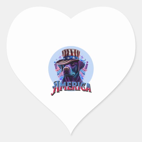 Labrador _ Black Lab 4th of July design Heart Sticker