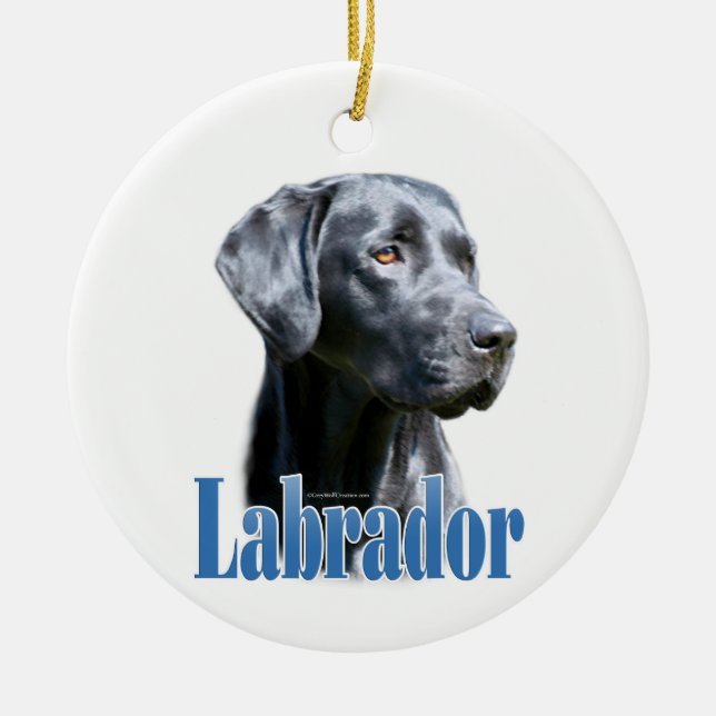 Labrador (black) Name Ceramic Ornament (Front)