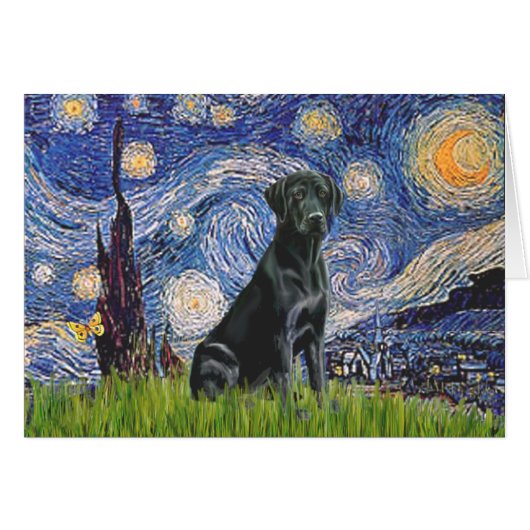 Labrador (black) - Starry Night Cards (Front Horizontal)