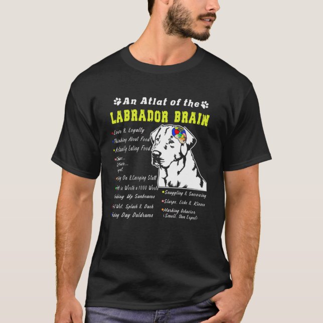 Labrador Brain Black Yellow Chocolate Lab T-Shirt (Front)