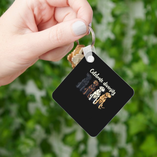 Labrador Celebrate Diversity Funny Lab Dog Keychain (Hand)