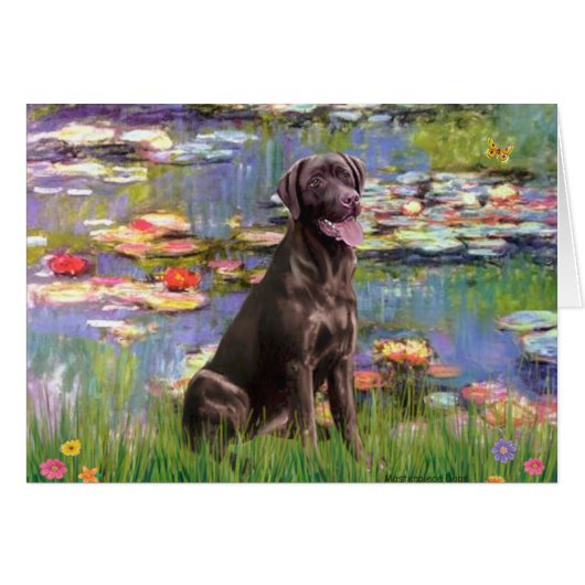 Labrador (Chcolate) - Lilies 2 Cards (Front Horizontal)