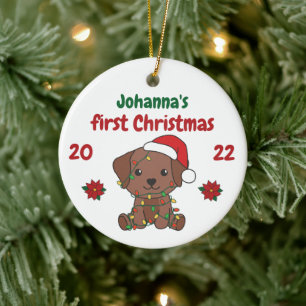 Labrador Christmas Babys first Christmas Ceramic Ornament