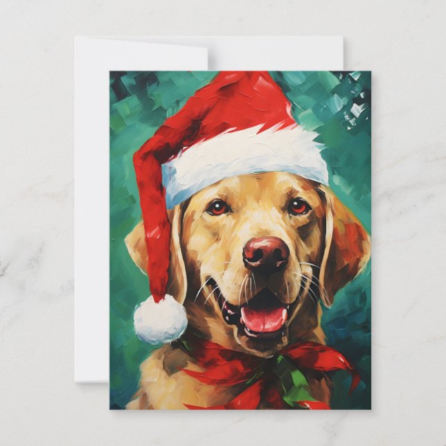 Labrador Christmas brush painting artwork Holiday Card (Front)