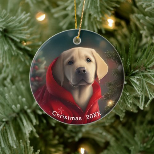 Labrador  Christmas Date or Add Pet Photo  Ceramic Ornament