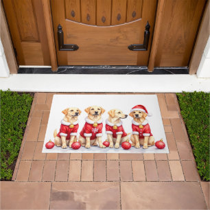 Labrador Christmas Dress Santa Hat Doormat