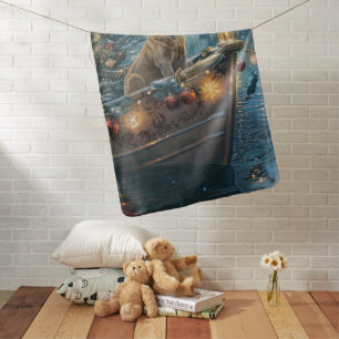 Labrador Christmas Festive Voyage Baby Blanket
