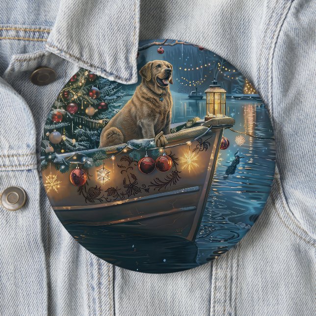 Labrador Christmas Festive Voyage Button (In Situ)