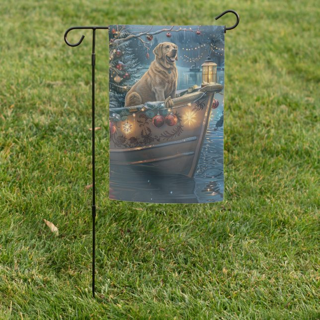 Labrador Christmas Festive Voyage Garden Flag (In SItu)