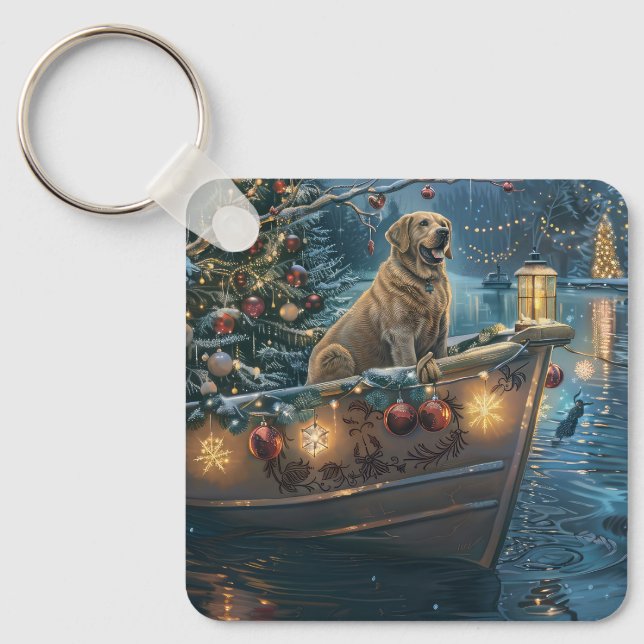 Labrador Christmas Festive Voyage Keychain (Front)