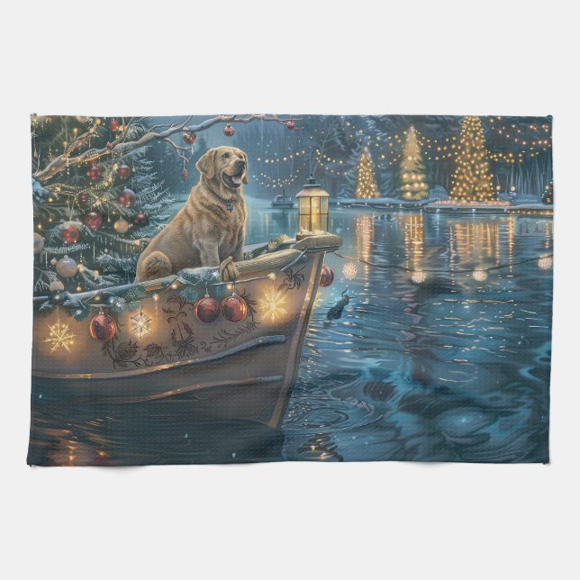 Labrador Christmas Festive Voyage Kitchen Towel (Horizontal)