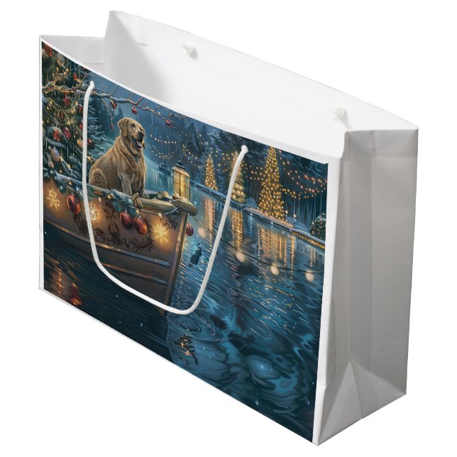 Labrador Christmas Festive Voyage Large Gift Bag (Front Angled)