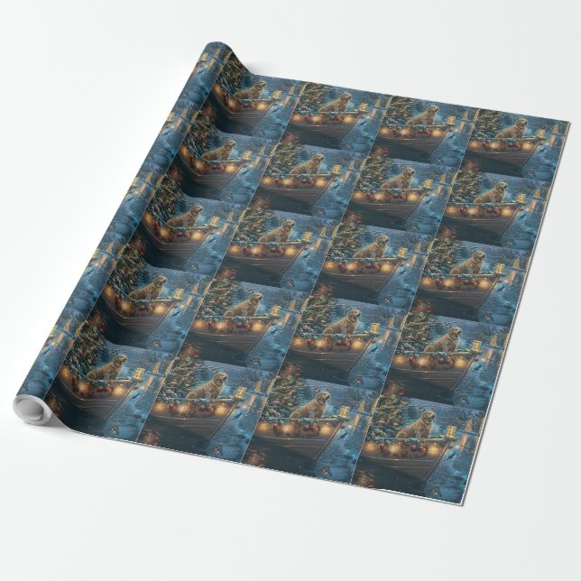 Labrador Christmas Festive Voyage Wrapping Paper (Unrolled)