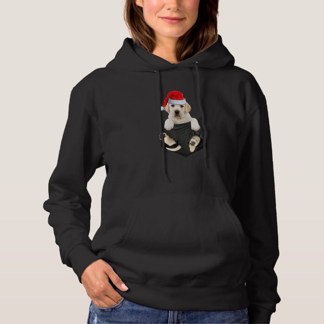 Labrador Christmas In Pocket Santa Hat Labrador Ch Hoodie (Front)