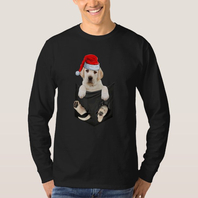 Labrador Christmas In Pocket Santa Hat Labrador Ch T-Shirt (Front)